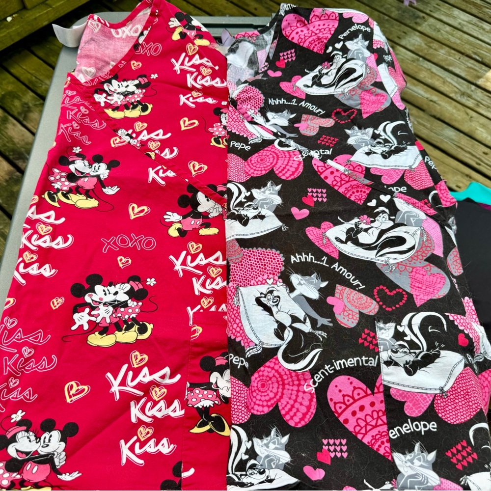 Two Valentine’s Scrub Tops.